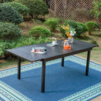 Ensemble de salle à manger de patio 7/9 pièces, table à manger d'extérieur rectangulaire extensible avec chaises à bascule à ressorts en C