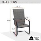 Ensemble de salle à manger de patio 7/9 pièces, table à manger d'extérieur rectangulaire extensible avec chaises à bascule à ressorts en C