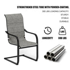 Ensemble de salle à manger de patio 7/9 pièces, table à manger d'extérieur rectangulaire extensible avec chaises à bascule à ressorts en C