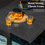 Ensemble de salle à manger de patio 7/9 pièces, table à manger d'extérieur rectangulaire extensible avec chaises à bascule à ressorts en C