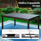 Ensemble de salle à manger de patio 7/9 pièces, table à manger d'extérieur rectangulaire extensible avec chaises à bascule à ressorts en C