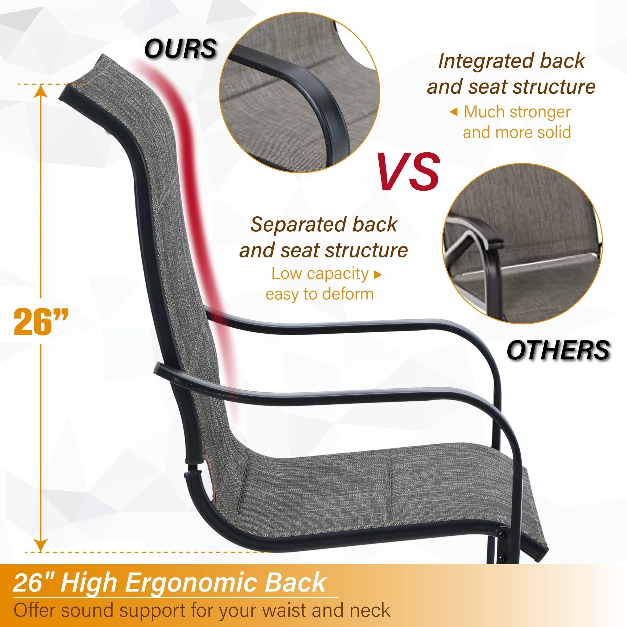 Ensemble de salle à manger de patio 7/9 pièces, table à manger d'extérieur rectangulaire extensible avec chaises à bascule à ressorts en C