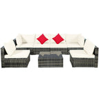 Ensemble de meubles de patio 7 pièces, canapé sectionnel en rotin avec table basse