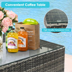 Ensemble de meubles de patio 7 pièces, canapé sectionnel en rotin avec table basse