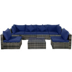 Ensemble de meubles de patio 7 pièces, canapé sectionnel en rotin avec table basse