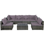 Ensemble de meubles de patio 7 pièces, canapé sectionnel en rotin avec table basse
