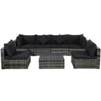 Ensemble de meubles de patio 7 pièces, canapé sectionnel en rotin avec table basse