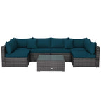 Ensemble de meubles de patio 7 pièces, canapé sectionnel en rotin avec table basse