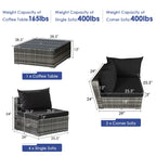 Ensemble de meubles de patio 7 pièces, canapé sectionnel en rotin avec table basse