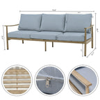 Ensemble de conversation de patio en aluminium 7 pièces, canapé d'extérieur 3 places et causeuse avec poufs et table basse