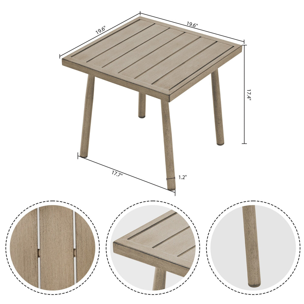 Ensemble de conversation de patio en aluminium 7 pièces, canapé d'extérieur 3 places et causeuse avec poufs et table basse