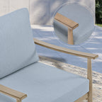 Ensemble de conversation de patio en aluminium 7 pièces, causeuse avec poufs et table basse