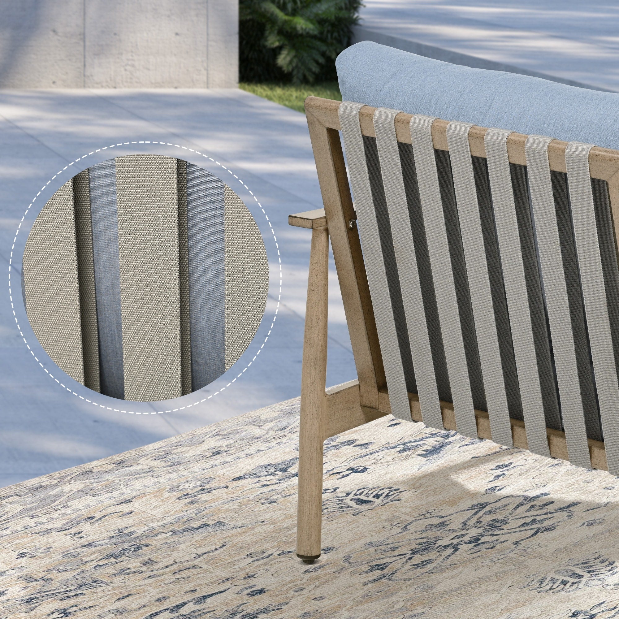 Ensemble de conversation de patio en aluminium 7 pièces, causeuse avec poufs et table basse