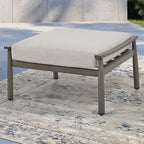 Ensemble de conversation de patio en aluminium 7 pièces, causeuse avec poufs et table basse