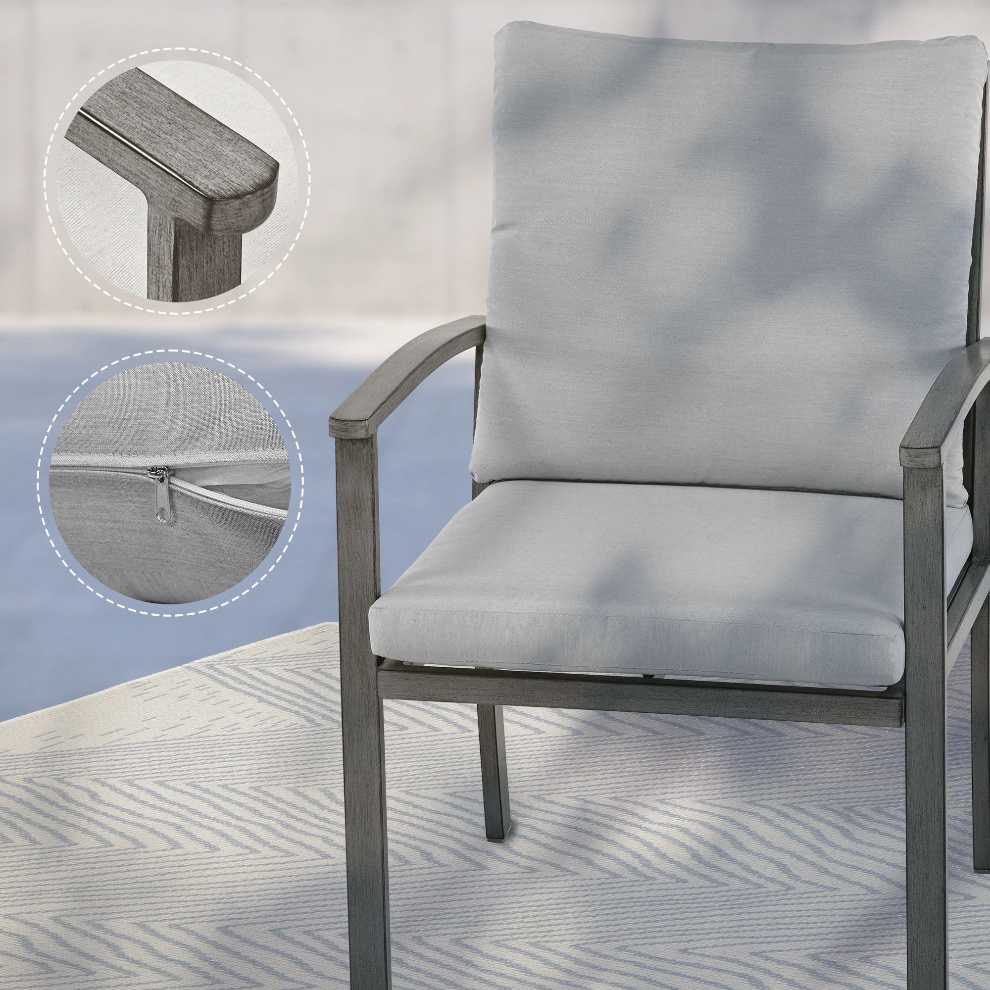 Ensemble de salle à manger de patio en aluminium 7 pièces avec 2 chaises pivotantes et 4 chaises de salle à manger et coussins lavables