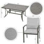 Ensemble de salle à manger de patio en aluminium 7 pièces avec 2 chaises pivotantes et 4 chaises de salle à manger et coussins lavables