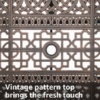 Ensemble de salle à manger d'extérieur en aluminium moulé sous pression, 7 pièces, couleur bronze antique, avec coussins et trou pour parasol