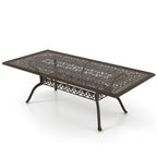 Ensemble de salle à manger d'extérieur en aluminium moulé sous pression, 7 pièces, couleur bronze antique, avec coussins et trou pour parasol