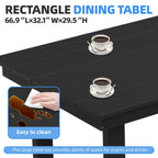 Ensemble de table à manger d'extérieur 7 pièces en PEHD avec trou pour parasol - 1 table, 6 chaises