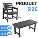 Ensemble de table à manger d'extérieur 7 pièces en PEHD avec trou pour parasol - 1 table, 6 chaises