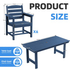 Ensemble de table à manger d'extérieur 7 pièces en PEHD avec trou pour parasol - 1 table, 6 chaises