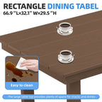 Ensemble de table à manger d'extérieur 7 pièces en PEHD avec trou pour parasol - 1 table, 6 chaises