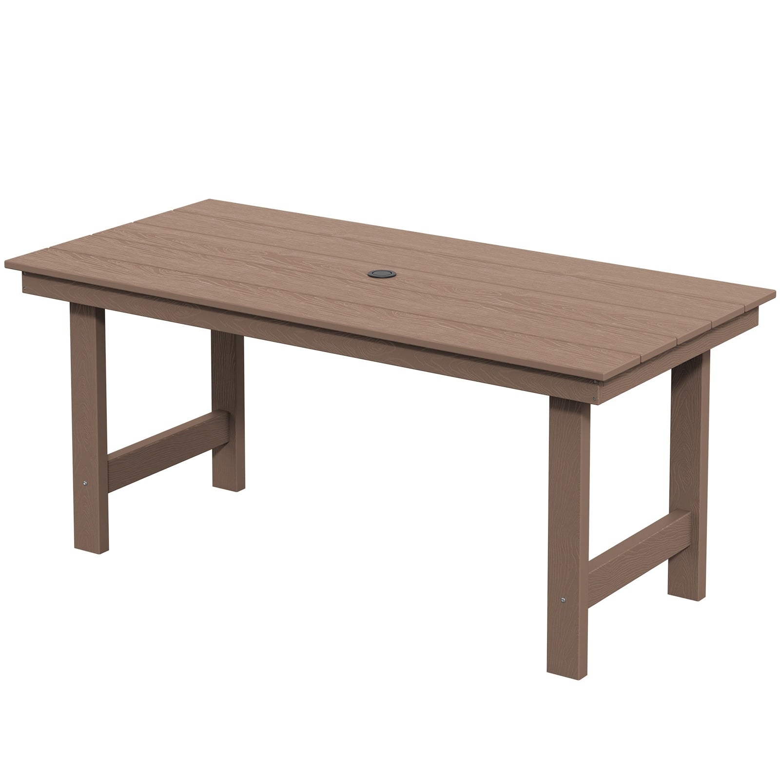 Ensemble de table à manger d'extérieur 7 pièces en PEHD avec trou pour parasol - 1 table, 6 chaises