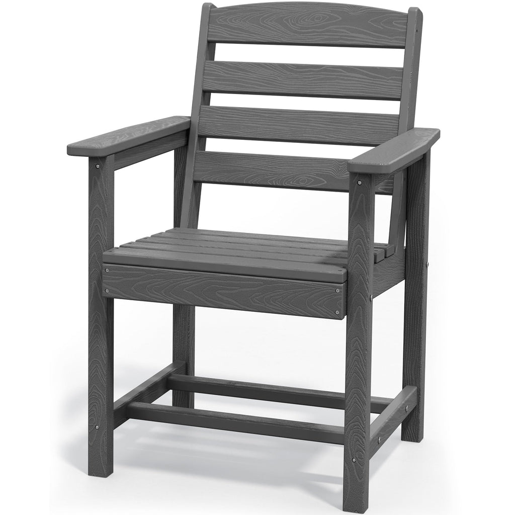 Ensemble de table à manger d'extérieur 7 pièces en PEHD avec trou pour parasol - 1 table, 6 chaises