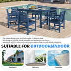 Ensemble de table à manger d'extérieur 7 pièces en PEHD avec trou pour parasol - 1 table, 6 chaises