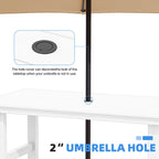 Ensemble de table à manger d'extérieur 7 pièces en PEHD avec trou pour parasol - 1 table, 6 chaises