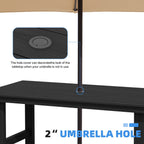 Ensemble de table à manger d'extérieur 7 pièces en PEHD avec trou pour parasol - 1 table, 6 chaises