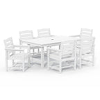 Ensemble de table à manger d'extérieur 7 pièces en PEHD avec trou pour parasol - 1 table, 6 chaises