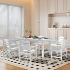 Ensemble de table à manger d'extérieur 7 pièces en PEHD avec trou pour parasol - 1 table, 6 chaises