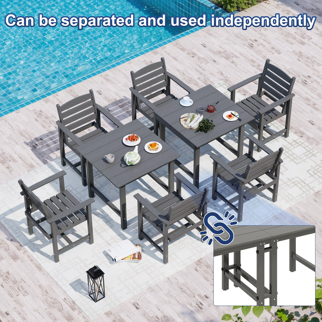 Ensemble de table à manger d'extérieur 7 pièces en PEHD