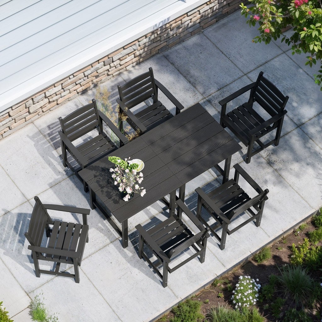 Ensemble de table à manger d'extérieur 7 pièces en PEHD