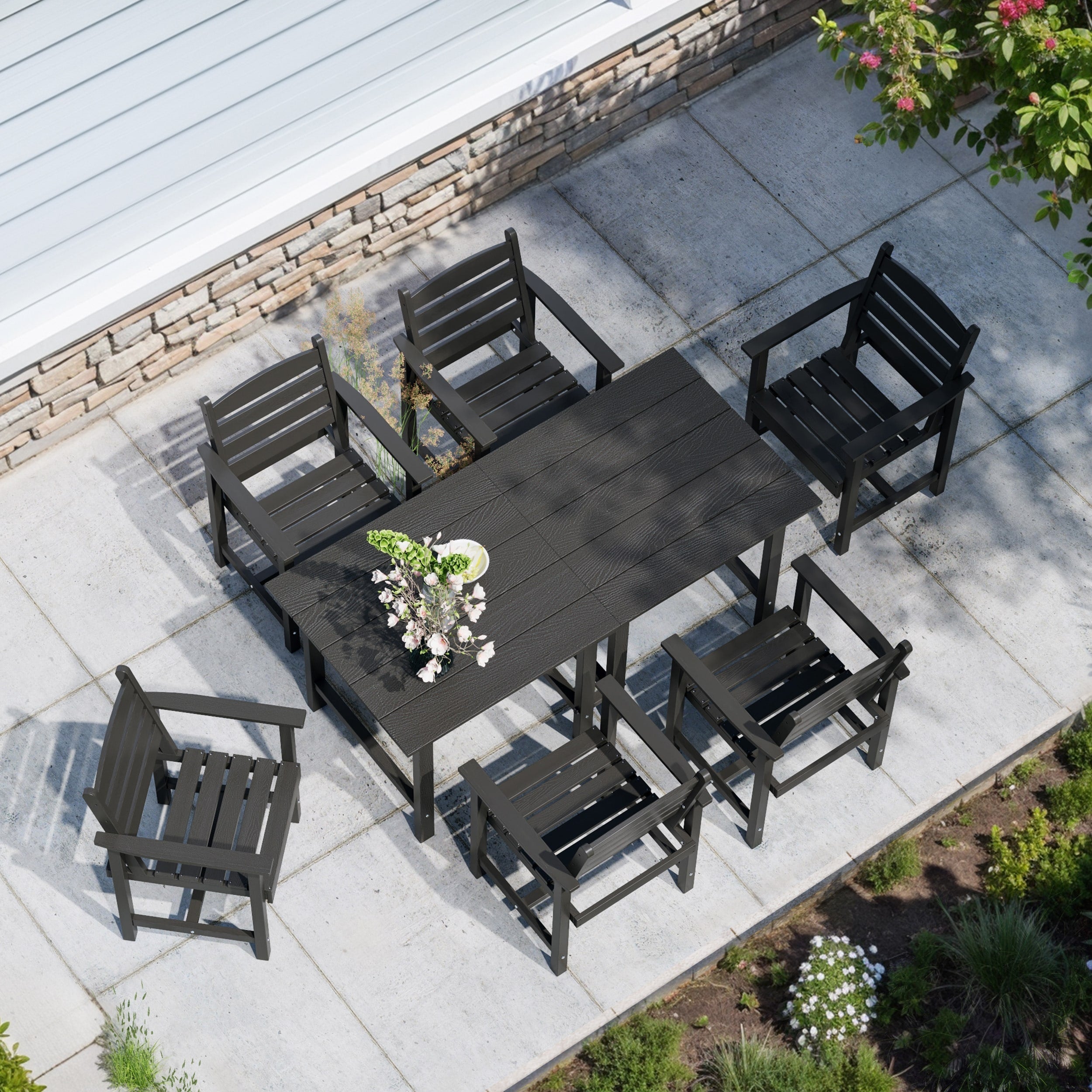 Ensemble de table à manger d'extérieur 7 pièces en PEHD