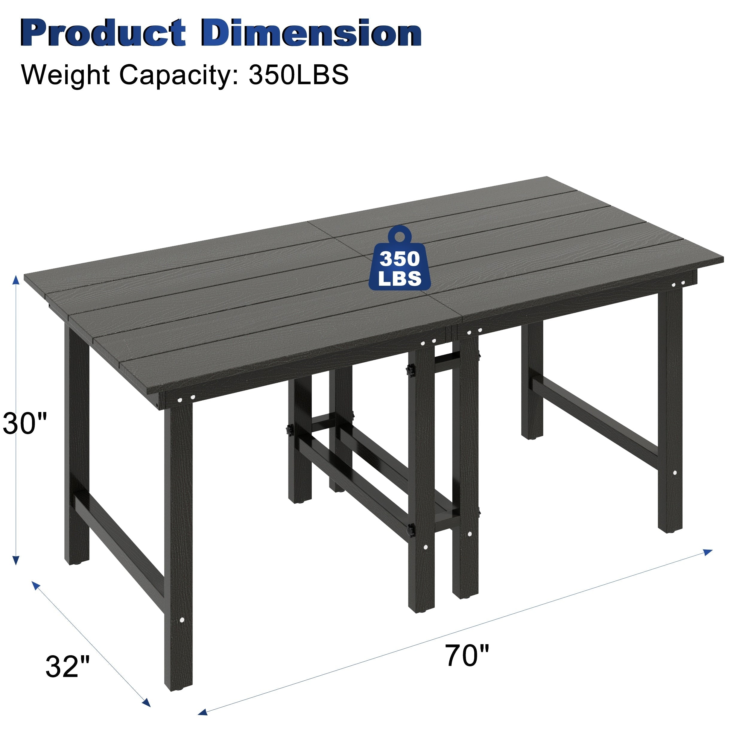 Ensemble de table à manger d'extérieur 7 pièces en PEHD
