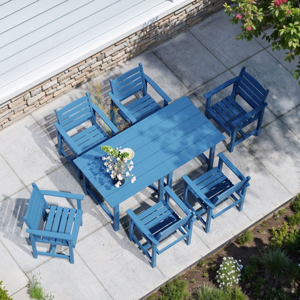 Ensemble de table à manger d'extérieur 7 pièces en PEHD