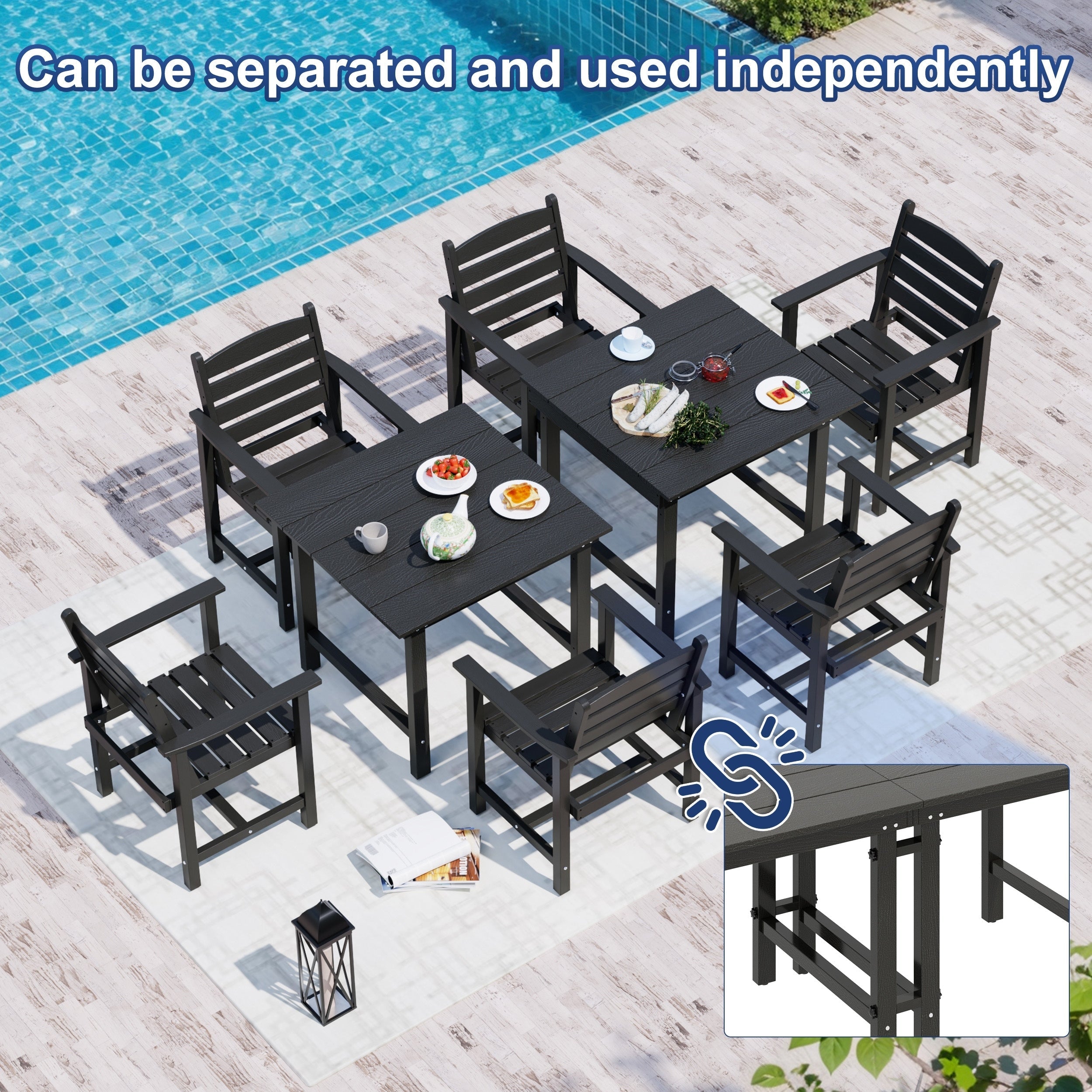 Ensemble de table à manger d'extérieur 7 pièces en PEHD