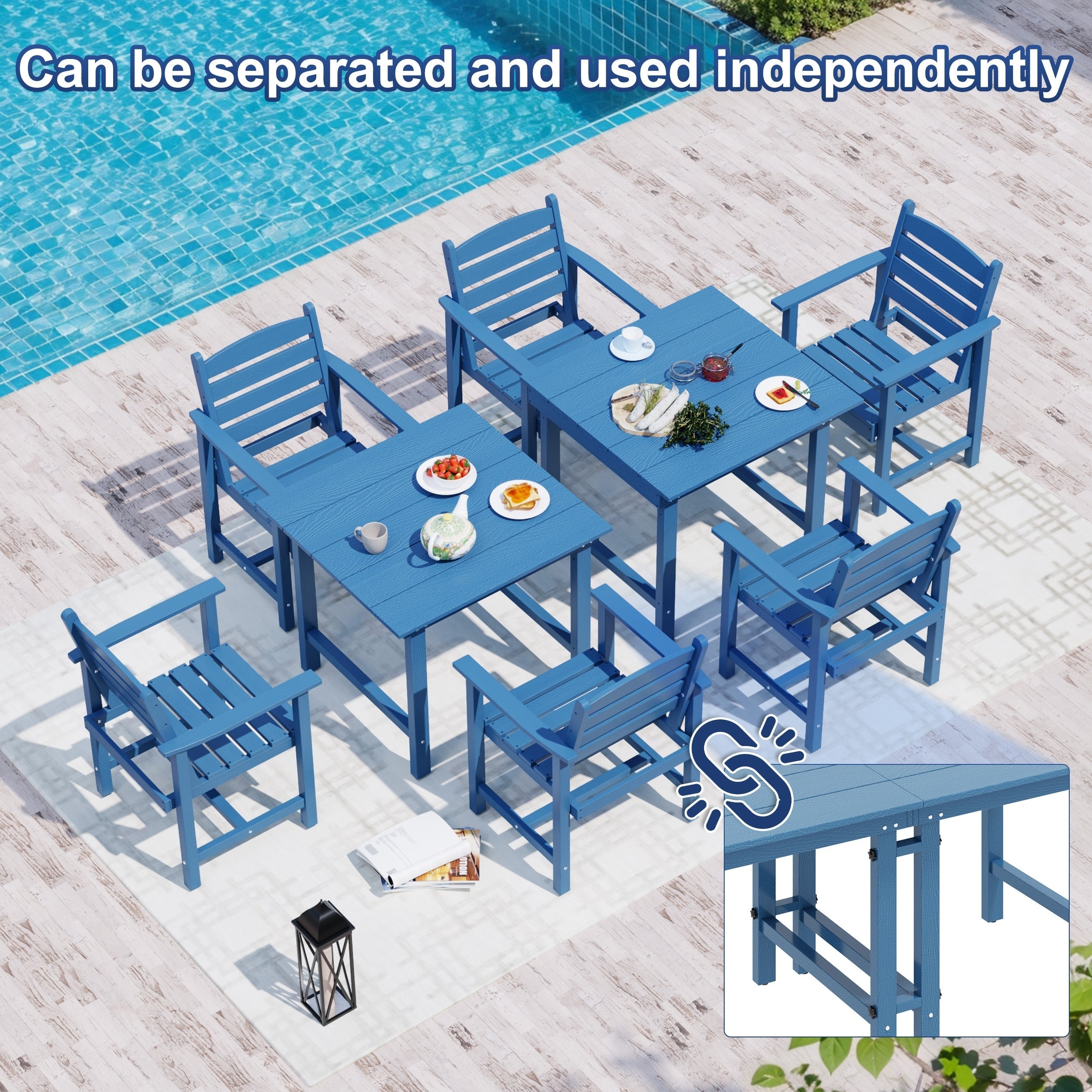 Ensemble de table à manger d'extérieur 7 pièces en PEHD