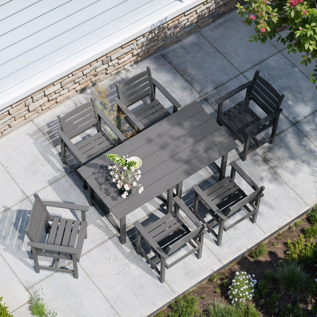 Ensemble de table à manger d'extérieur 7 pièces en PEHD