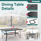 Ensemble de salle à manger d'extérieur en métal 7 pièces avec 6 chaises en textilène et une table rectangulaire