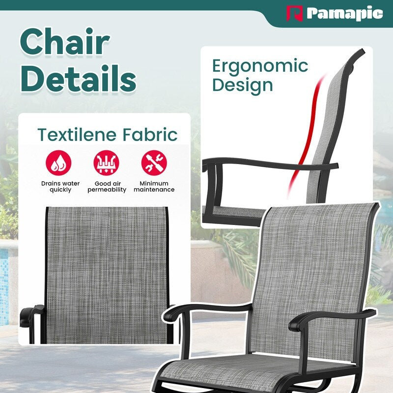 Ensemble de salle à manger d'extérieur en métal 7 pièces avec 6 chaises en textilène et une table rectangulaire