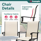 Ensemble de salle à manger d'extérieur en métal 7 pièces avec 6 chaises en textilène et une table rectangulaire