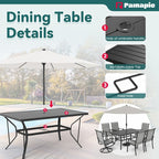 Ensemble de salle à manger d'extérieur en métal 7 pièces avec 6 chaises en textilène et une table rectangulaire