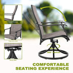 Ensemble de salle à manger d'extérieur 7 pièces avec chaises fixes et pivotantes en textilène