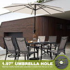 Ensemble de salle à manger d'extérieur 7 pièces avec chaises fixes et pivotantes en textilène