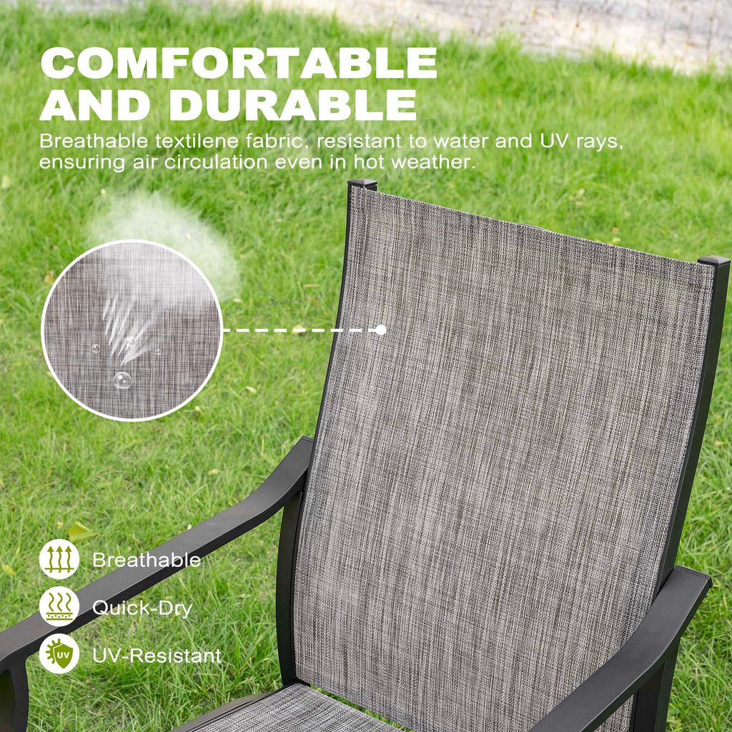 Ensemble de salle à manger d'extérieur 7 pièces avec chaises fixes et pivotantes en textilène