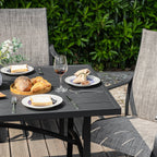 Ensemble de salle à manger d'extérieur 7 pièces avec chaises fixes et pivotantes en textilène