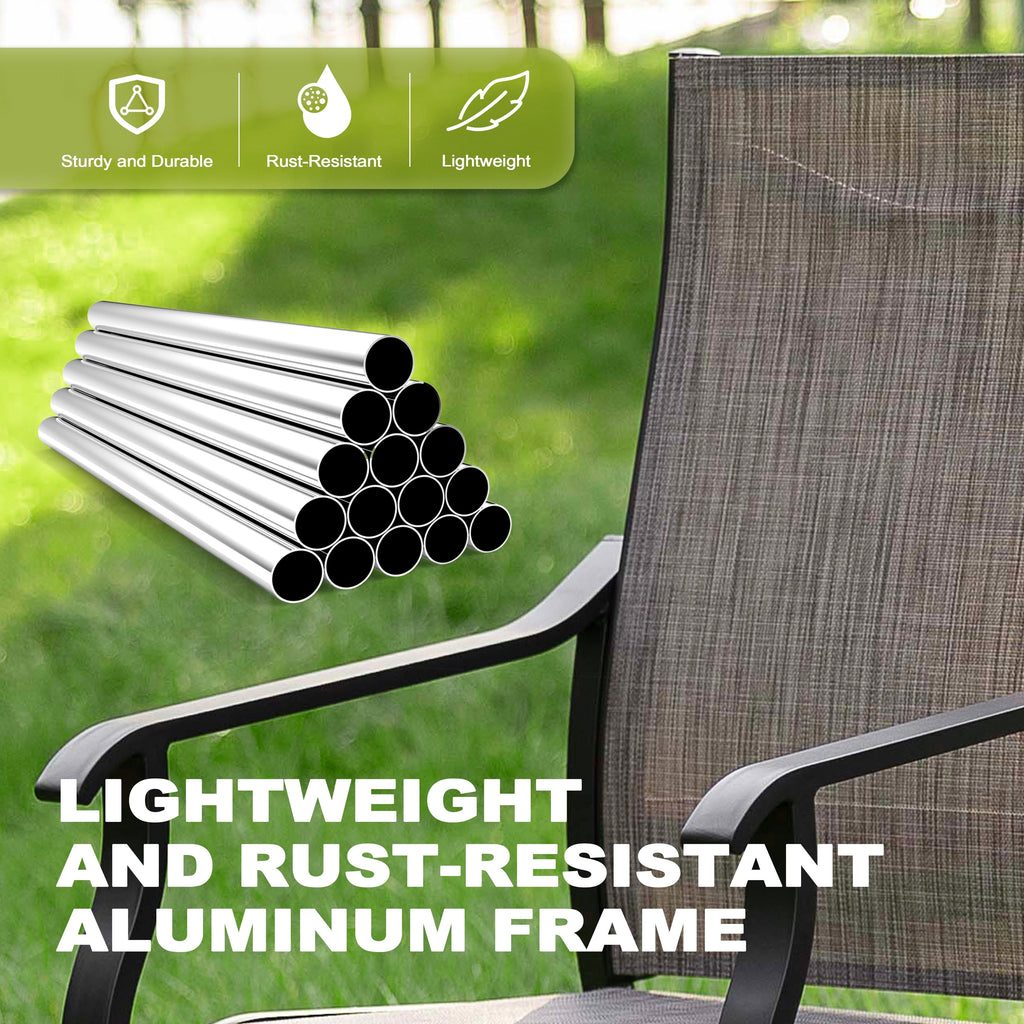 Ensemble de salle à manger d'extérieur 7 pièces avec chaises fixes et pivotantes en textilène